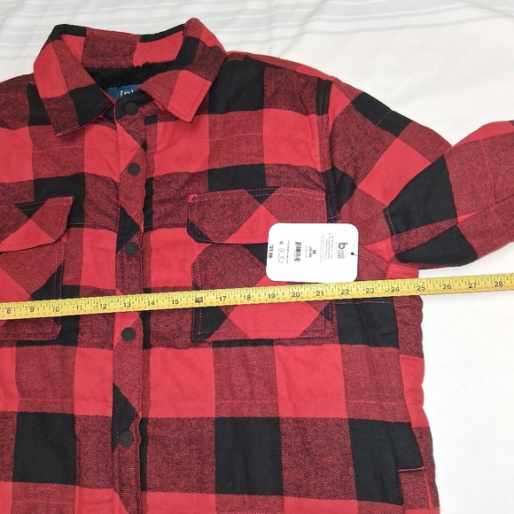 George Men's New Red and Black Checkered Shirt Jacket Long Sleeves Sz XL - Picture 14 of 16